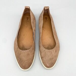 Frye Womens 8.5M Melanie Ballet Flats‎ Shoes Gray Leather Slip On Rustic Boho